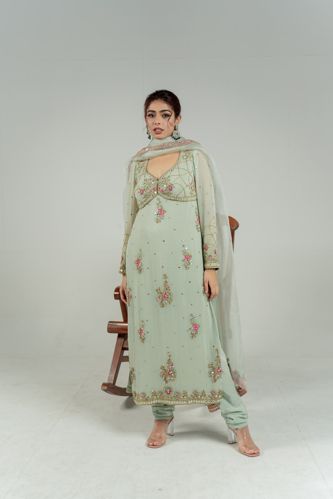 Mint Green Long Kurti set - - Lola BIBI by Amrinsahi