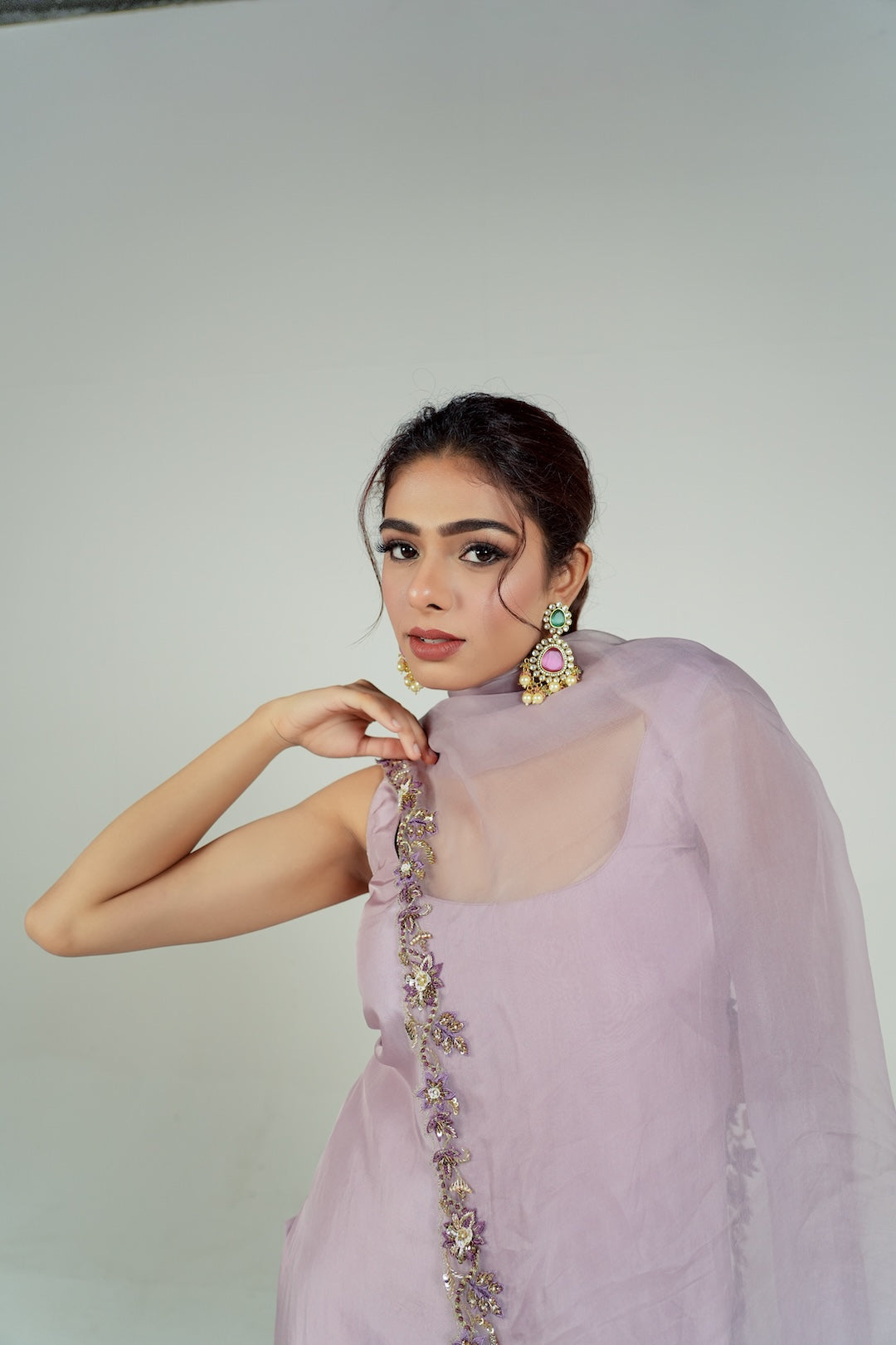 Lilac cut work Kurta set - Lola BIBI by Amrinsahi