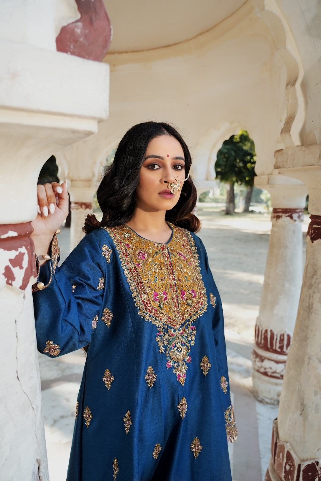 Khaleesi- Blue Kalidar Choga Set - Amrinsahi