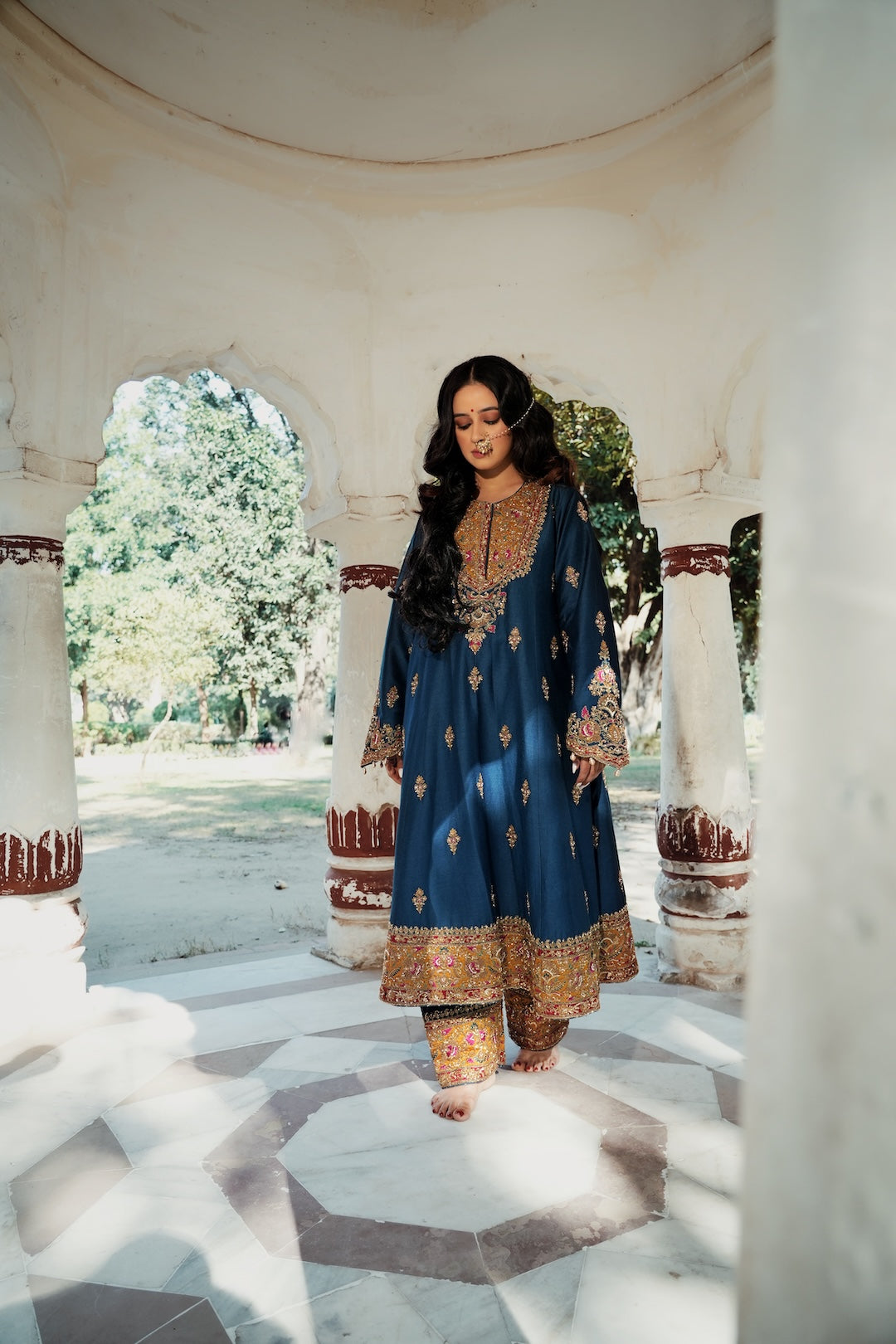 Khaleesi- Blue Kalidar Choga Set - Amrinsahi