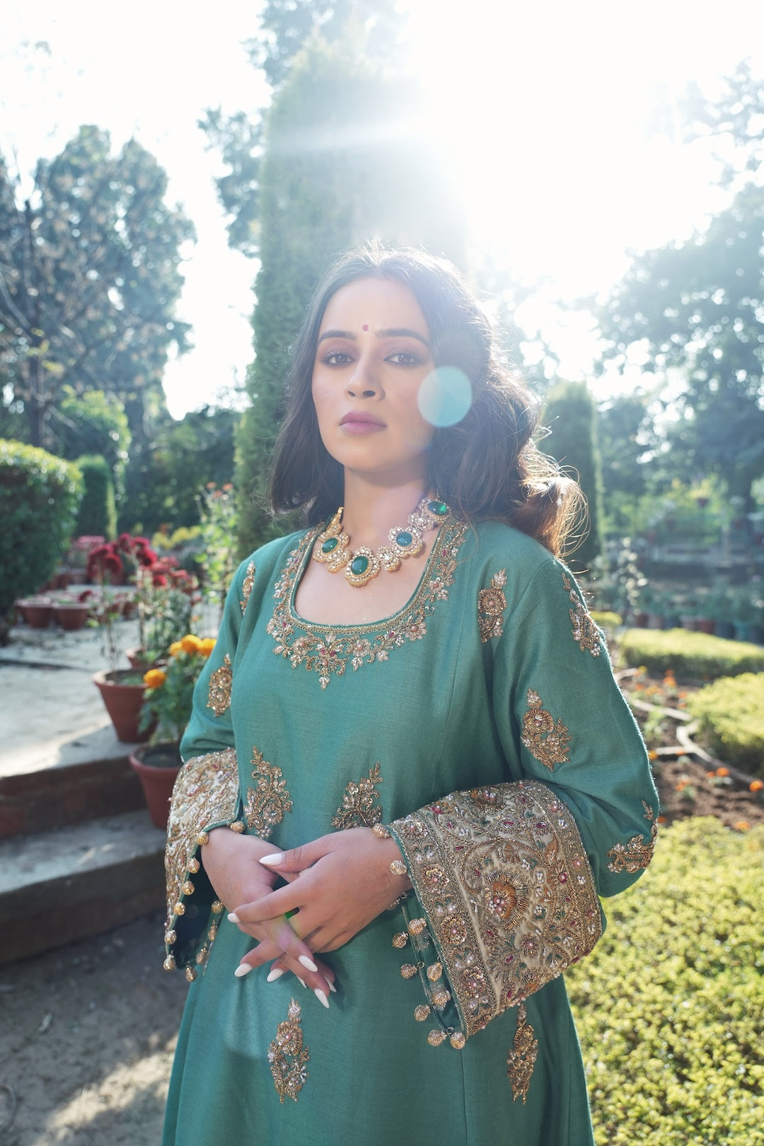 Khaleesi - Green Kalidar Choga - Amrinsahi