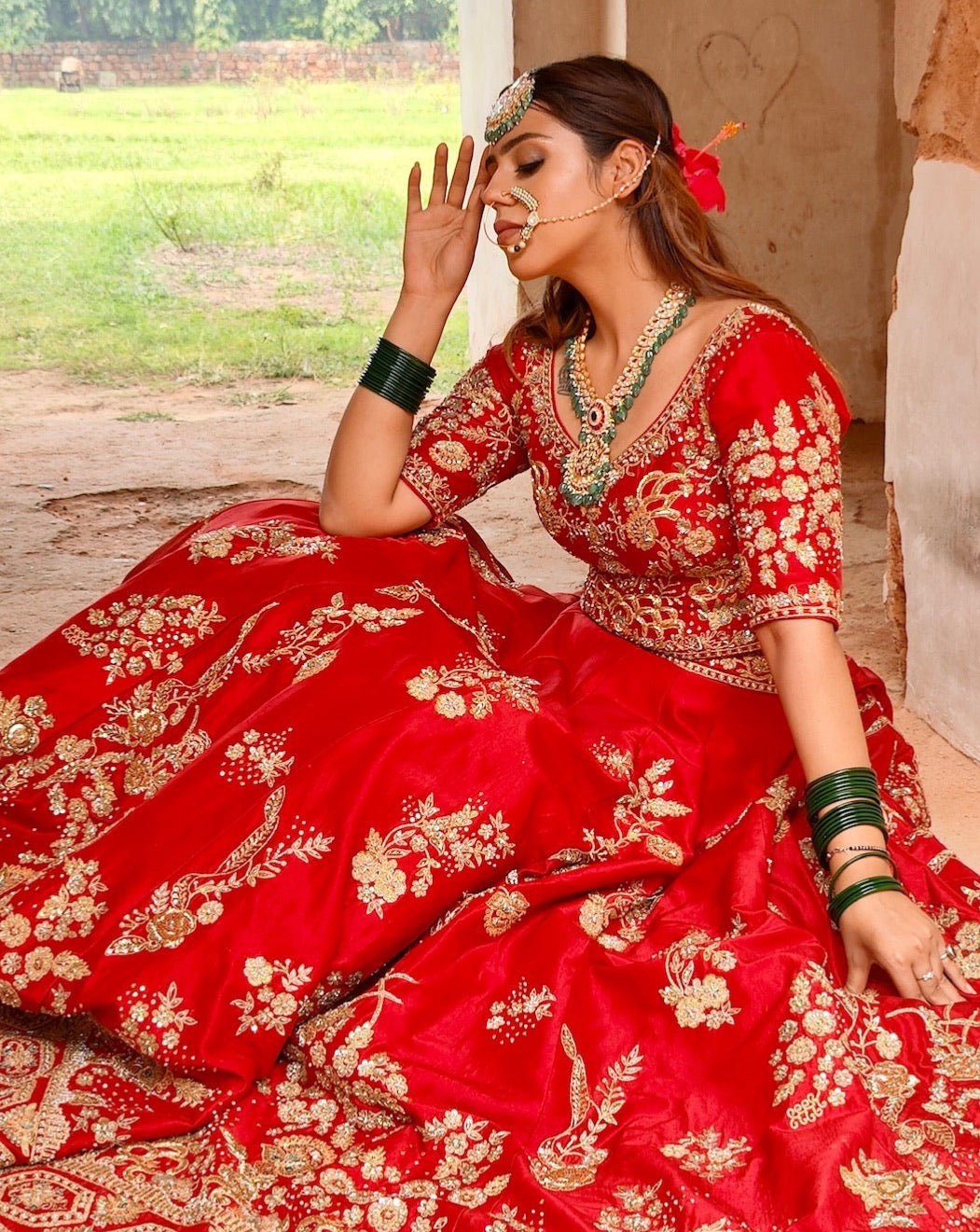 Noorah, Red Bridal Lehenga - Nameh by Amreen