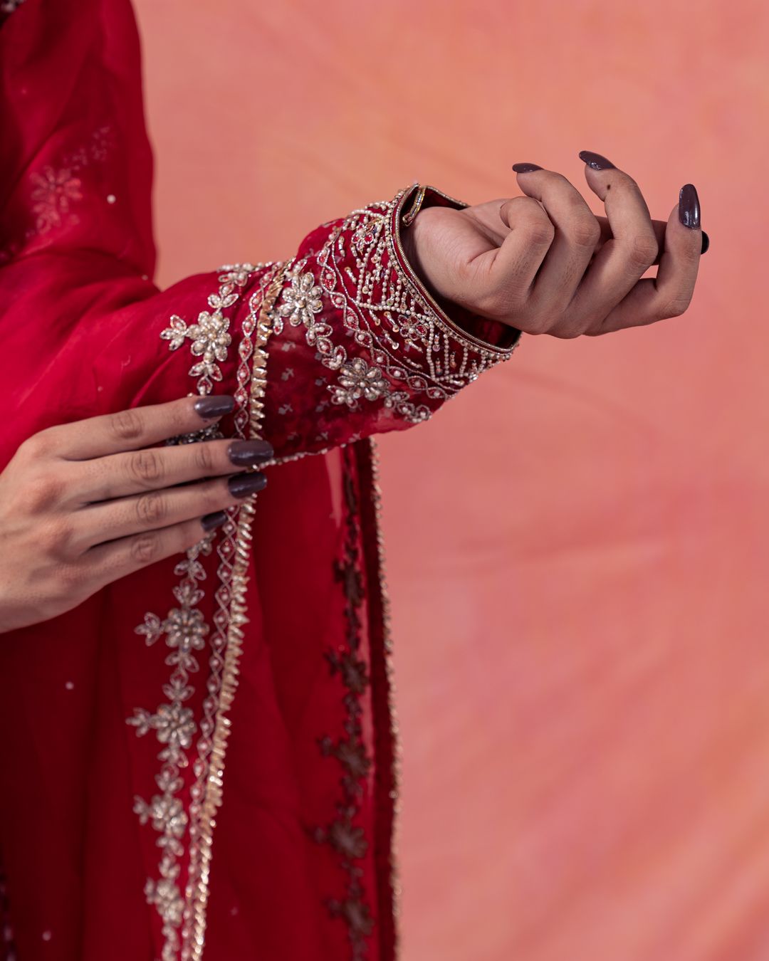 Gulab- Straight Bandhani Kurta Paired With A Crushed Chanderi Lehenga - NAMEH by Amreen