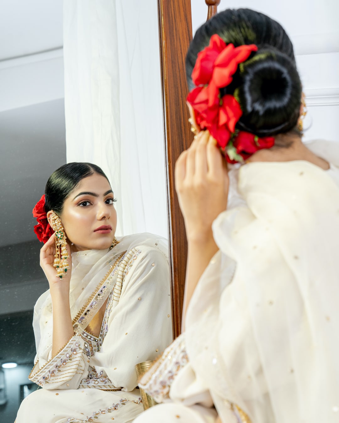 Ivory Embroidered Choga Kurta set - Nameh by Amreen