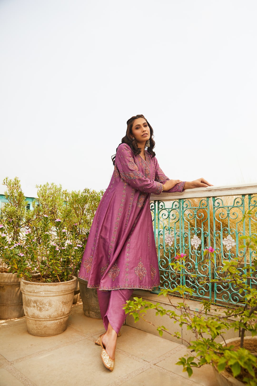 Mauve Lilac Kalidar Set - Nameh by Amreen