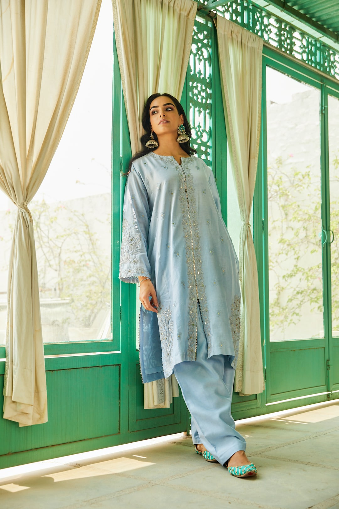 Ocean Blue Choga Set - Name by Amreen
