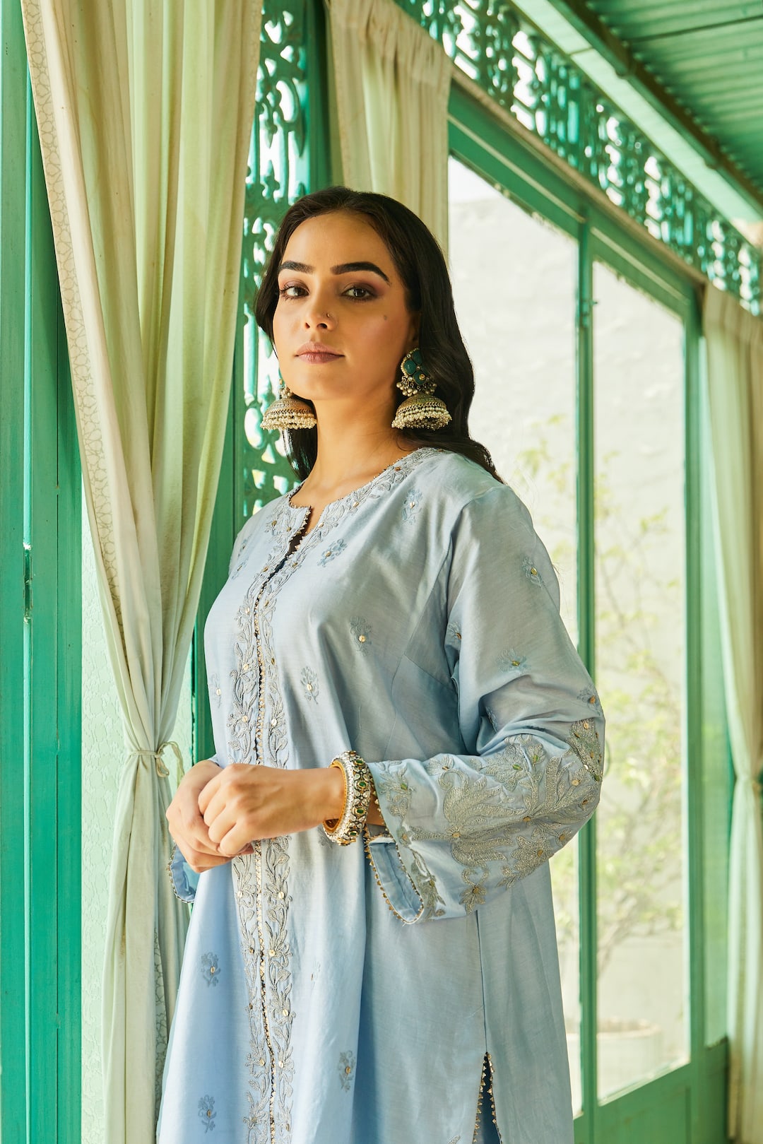 Ocean Blue Choga Set - Name by Amreen