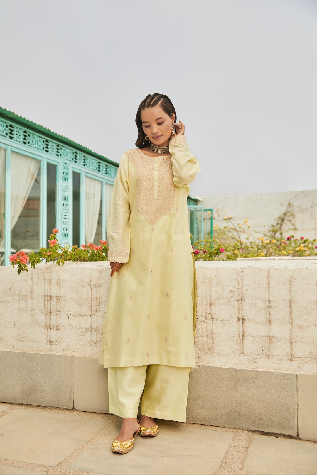 Yellow Daffodils Kurta Set - Nameh by Amreen