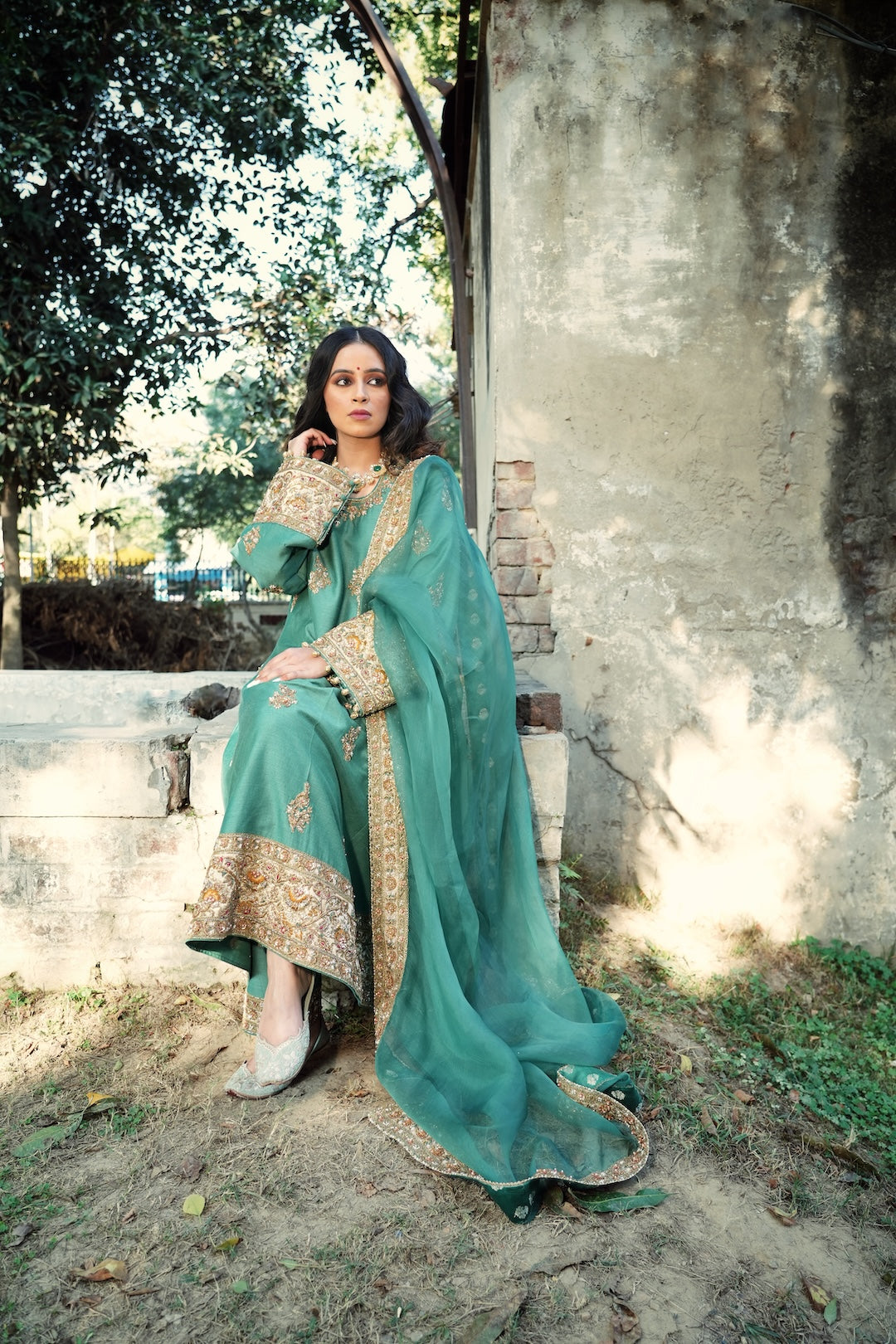 Khaleesi - Green Kalidar Choga - Amrinsahi
