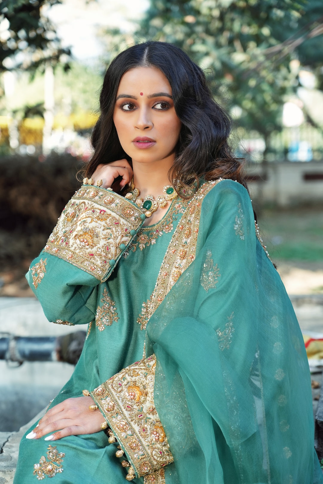 Khaleesi - Green Kalidar Choga - Amrinsahi