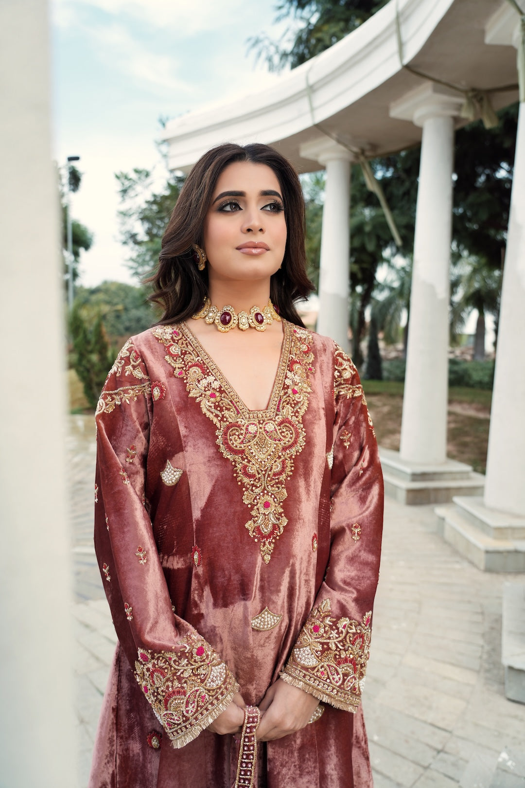 Old Rose shaneel kalidar set - Amrinsahi