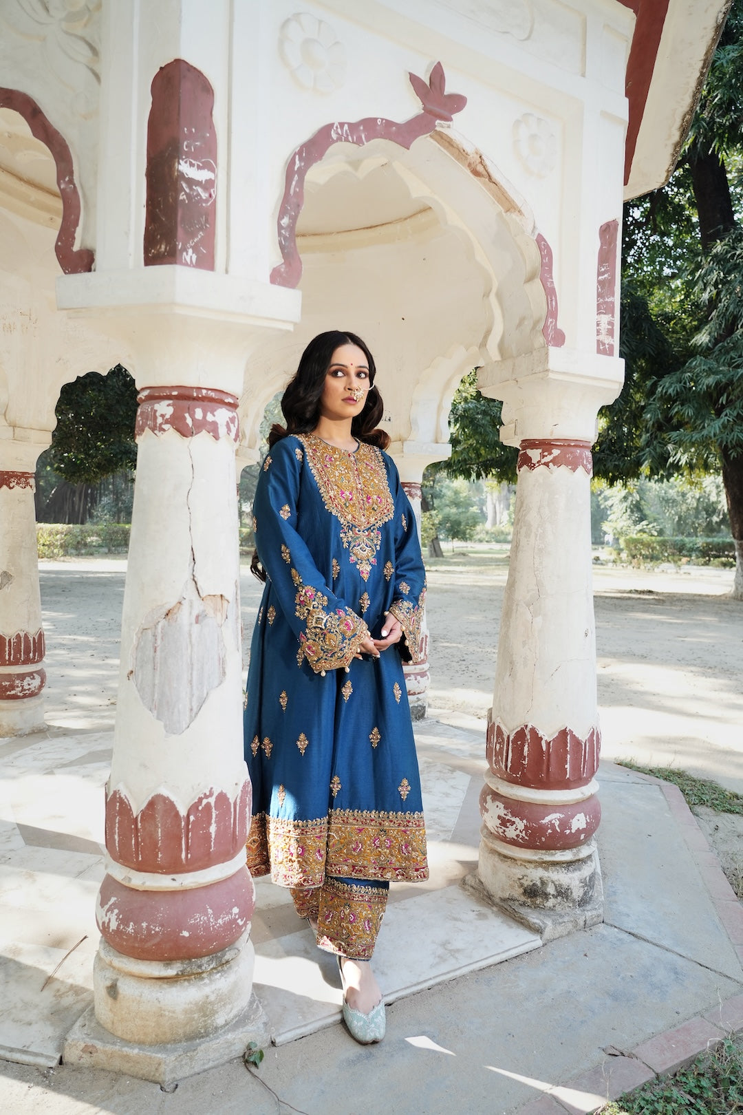 Khaleesi- Blue Kalidar Choga Set - Amrinsahi