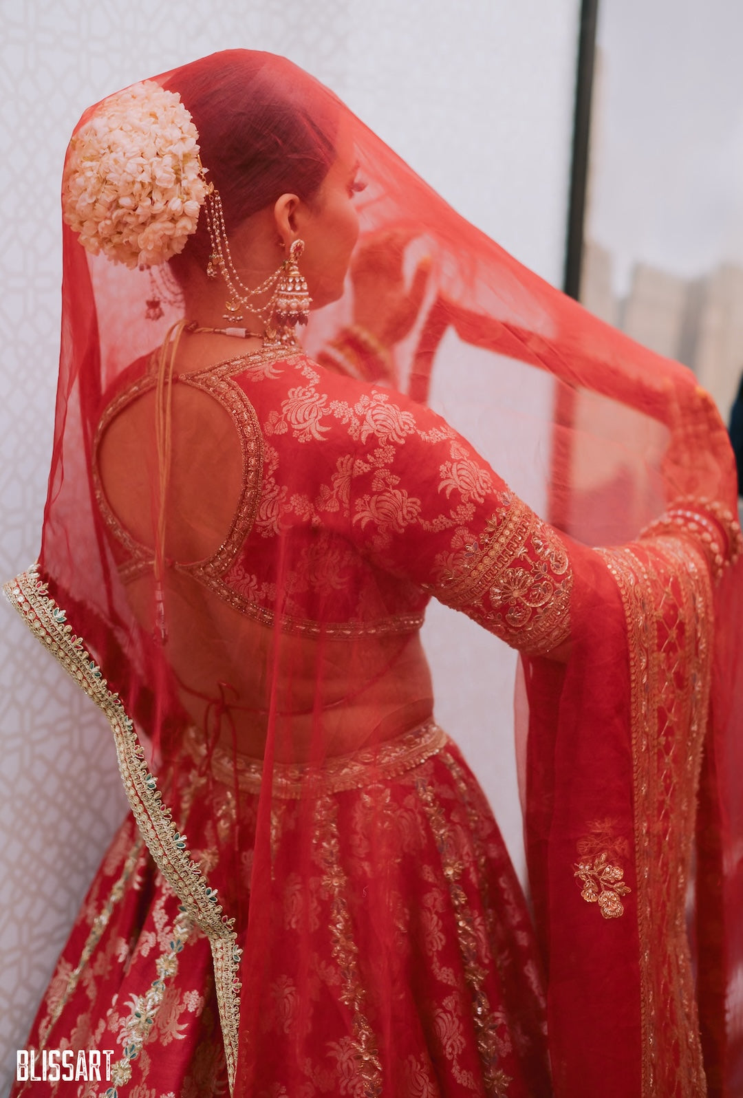 Red Banarasi Silk Lehenga - Amrinsahi