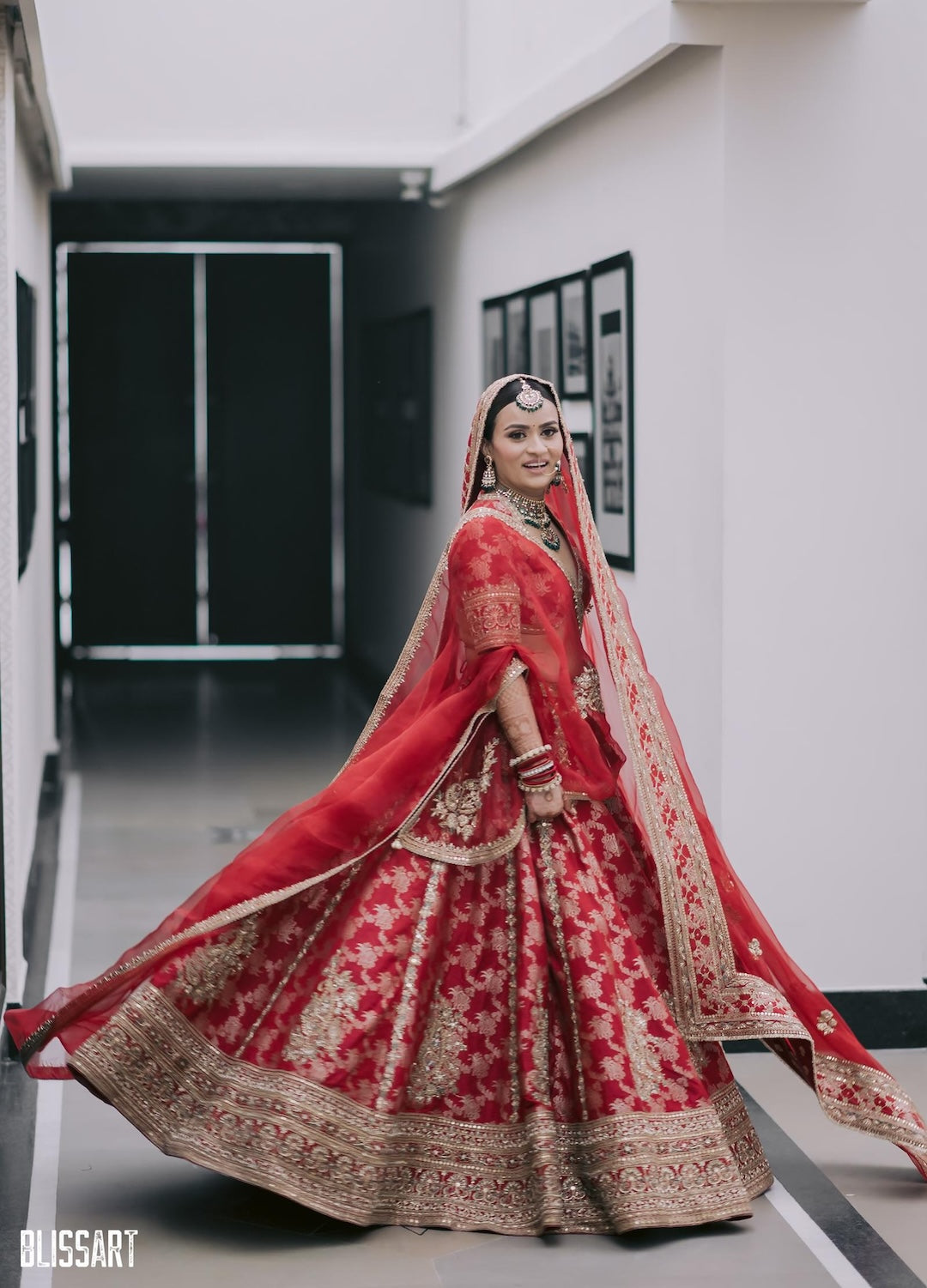 Red Banarasi Silk Lehenga - Amrinsahi