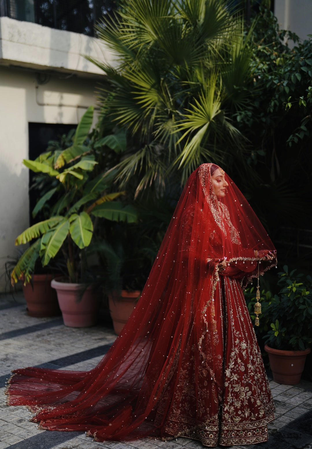 Dream Red Lehenga with a veil