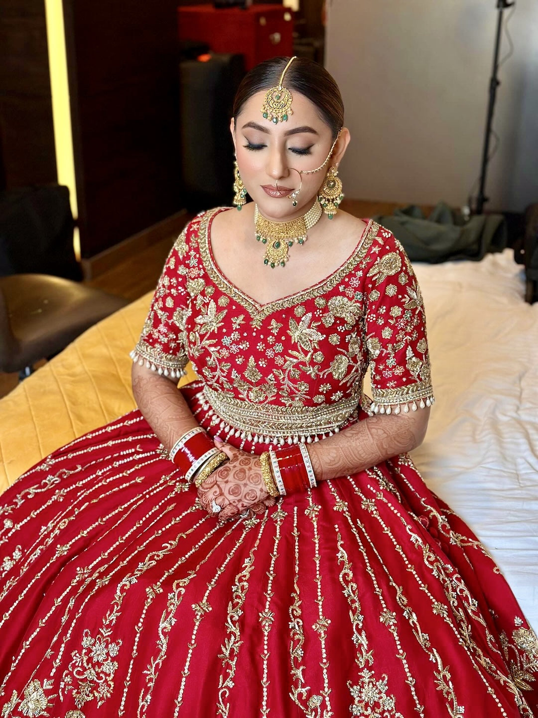 Dream Red Lehenga with a veil