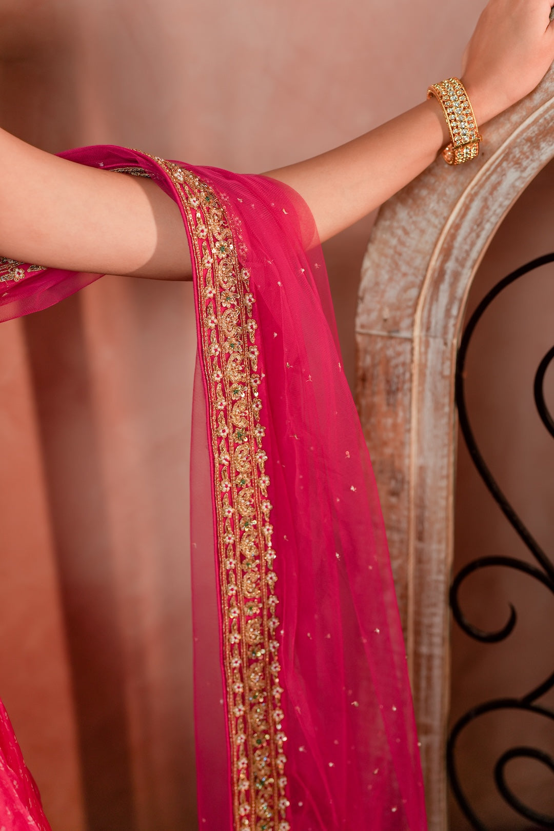 Pink Bandhani Lehenga set - Amrinsahi