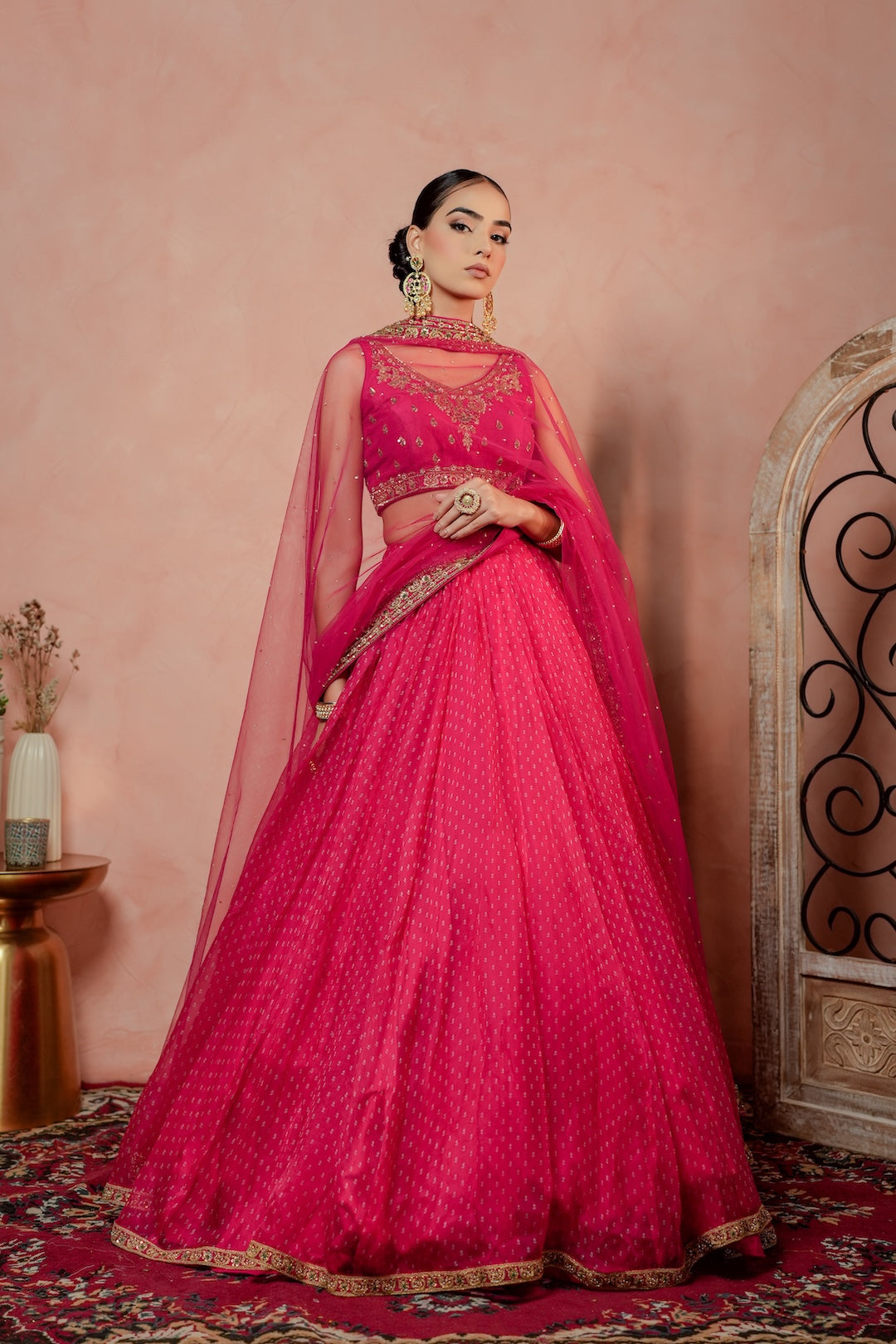 Pink Bandhani Lehenga set - Amrinsahi