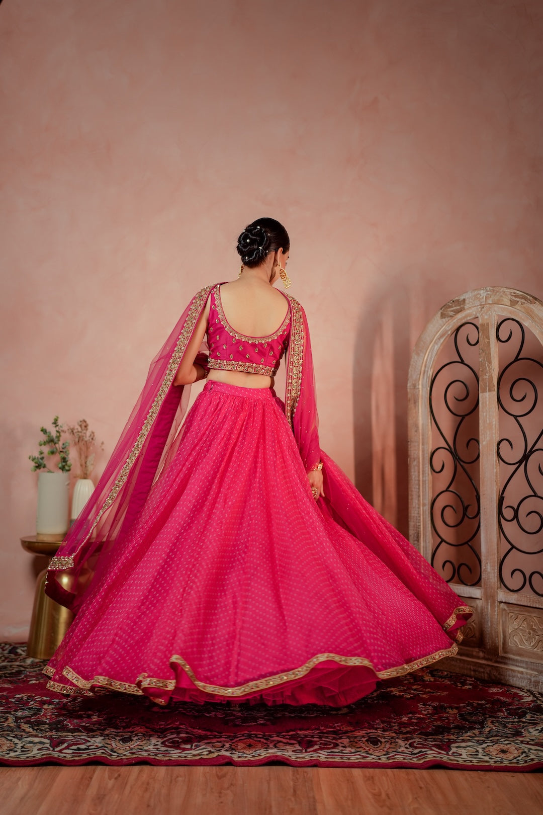 Pink Bandhani Lehenga set - Amrinsahi