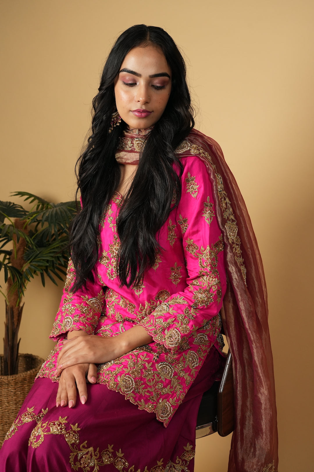 Haseena Gharara in Pink & Purple - Nameh by Amreen
