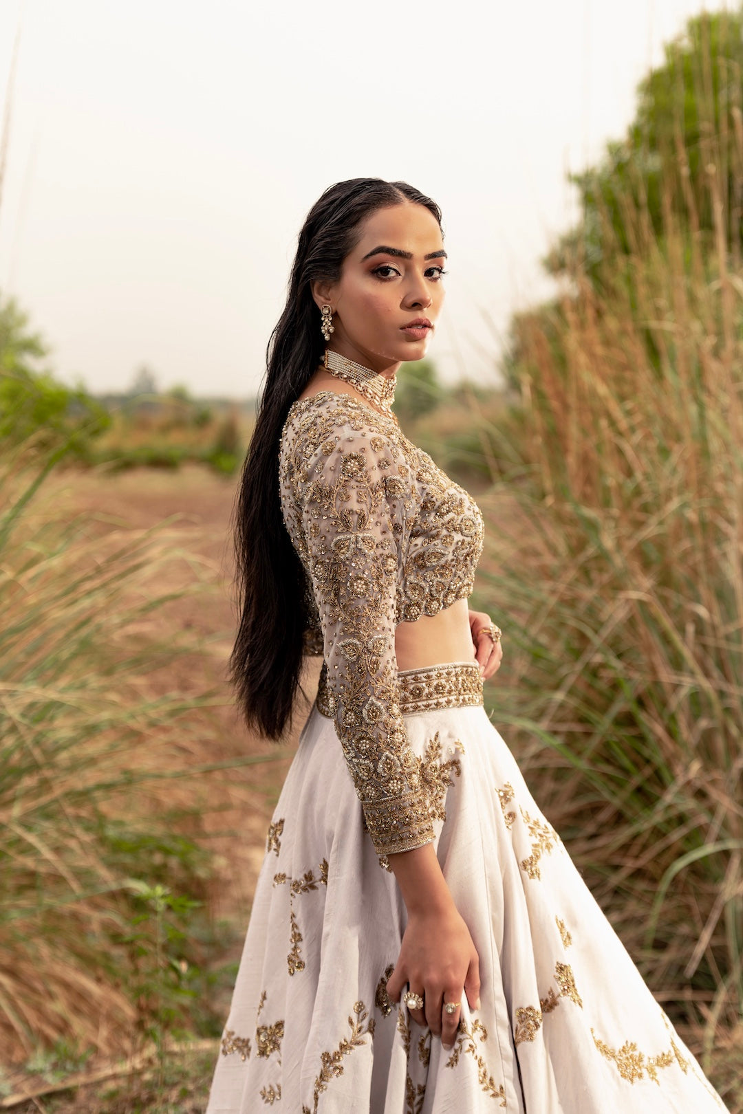 Apsara, Ivory Lehenga - Nameh by Amreen