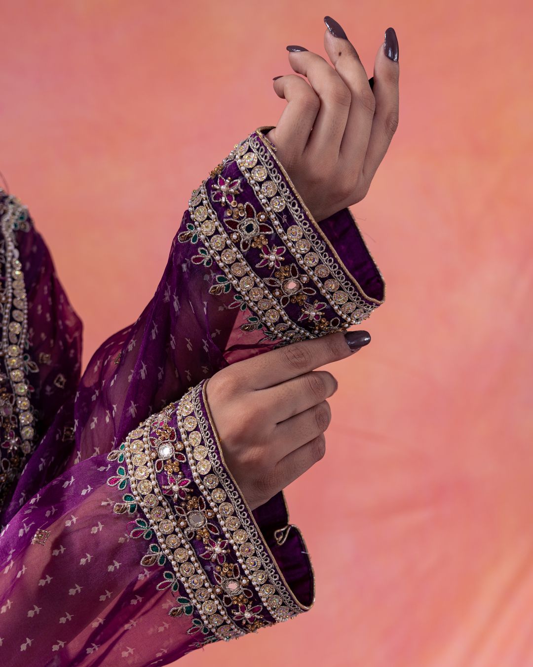 Patakha- Purple Choga Set Paired With A Straight Pakistani Style Salwar - NAMEH by Amreen
