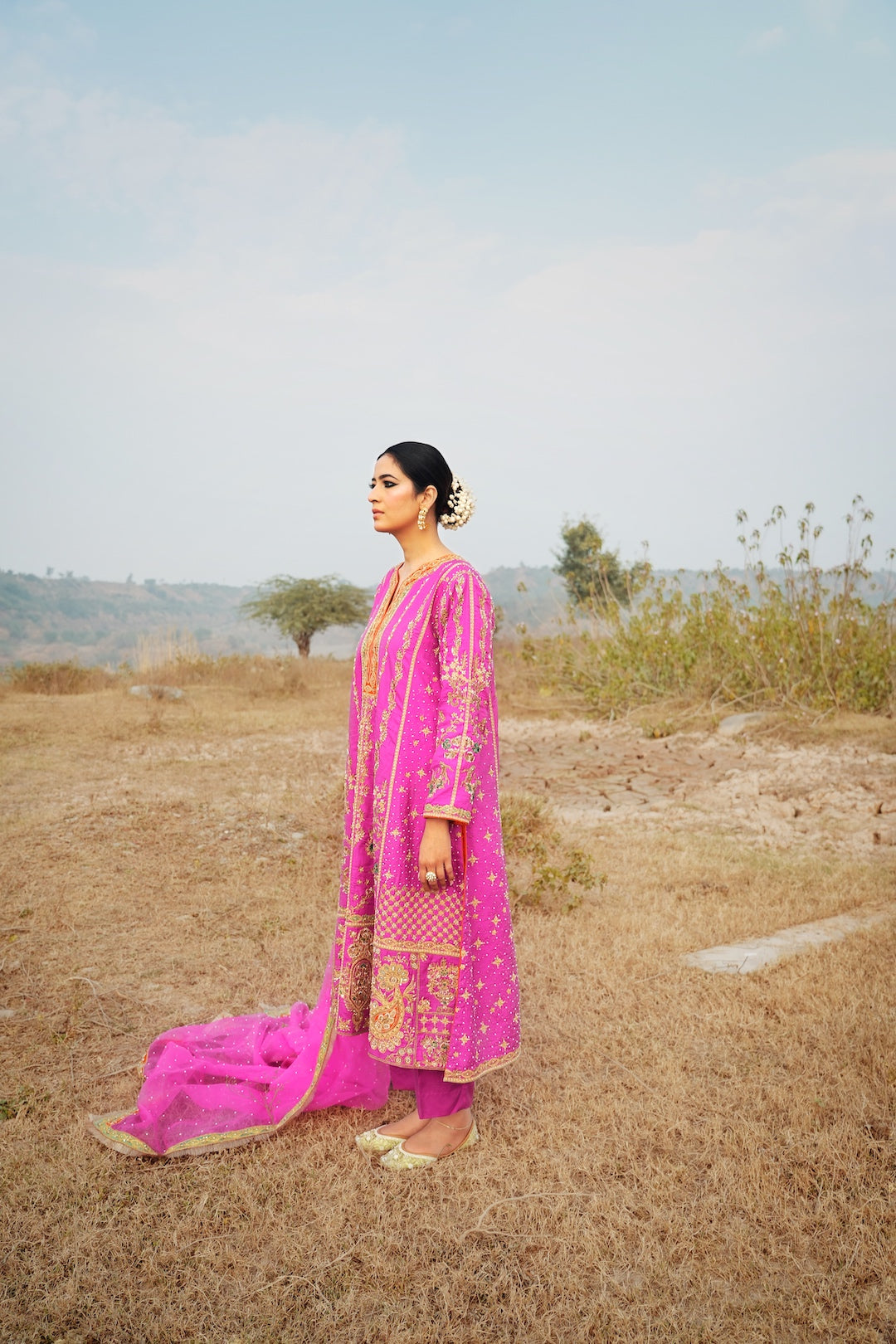 A Pink silk choga set - Preeto - NAMEH by Amreen