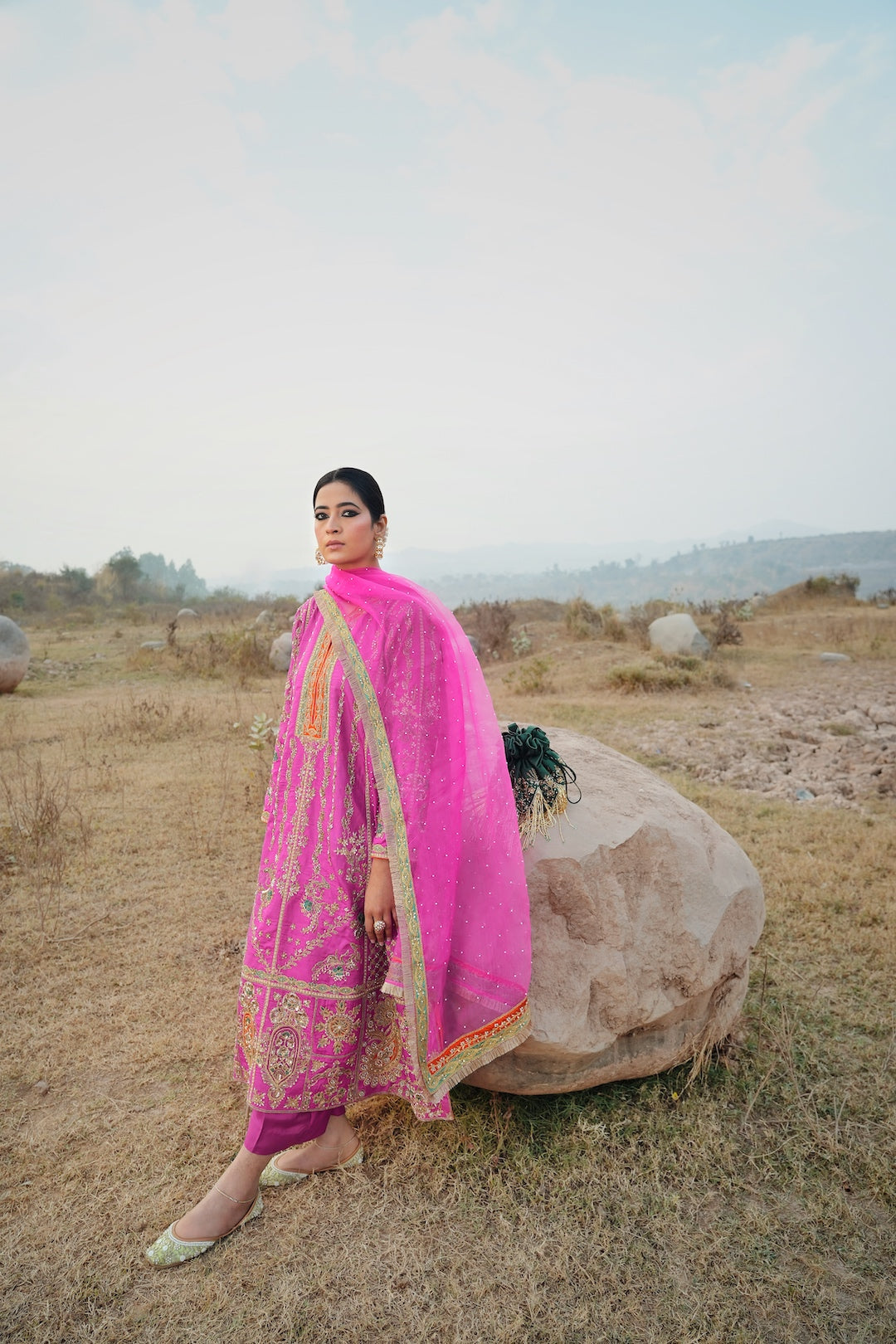 A Pink silk choga set - Preeto - NAMEH by Amreen