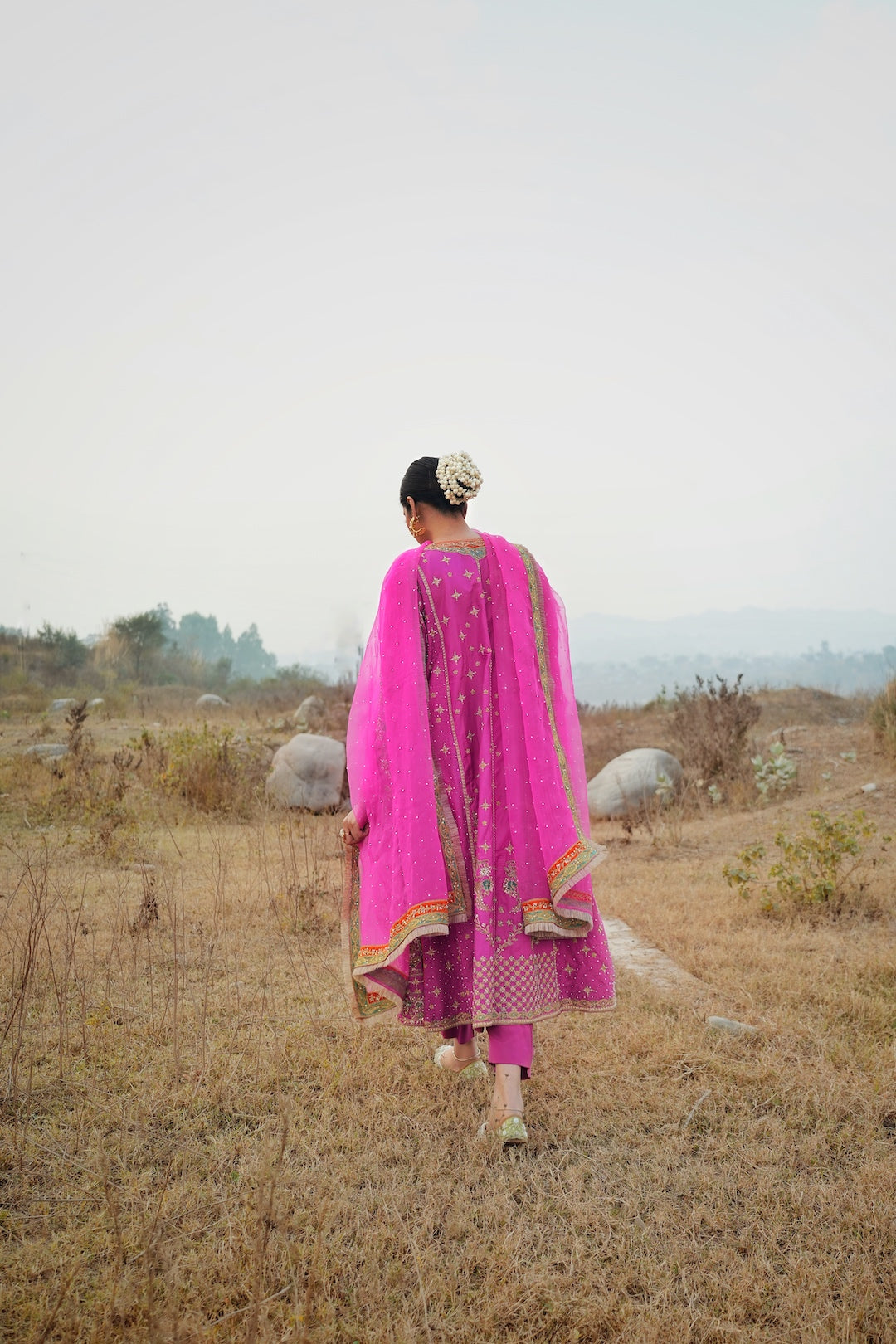 A Pink silk choga set - Preeto - NAMEH by Amreen