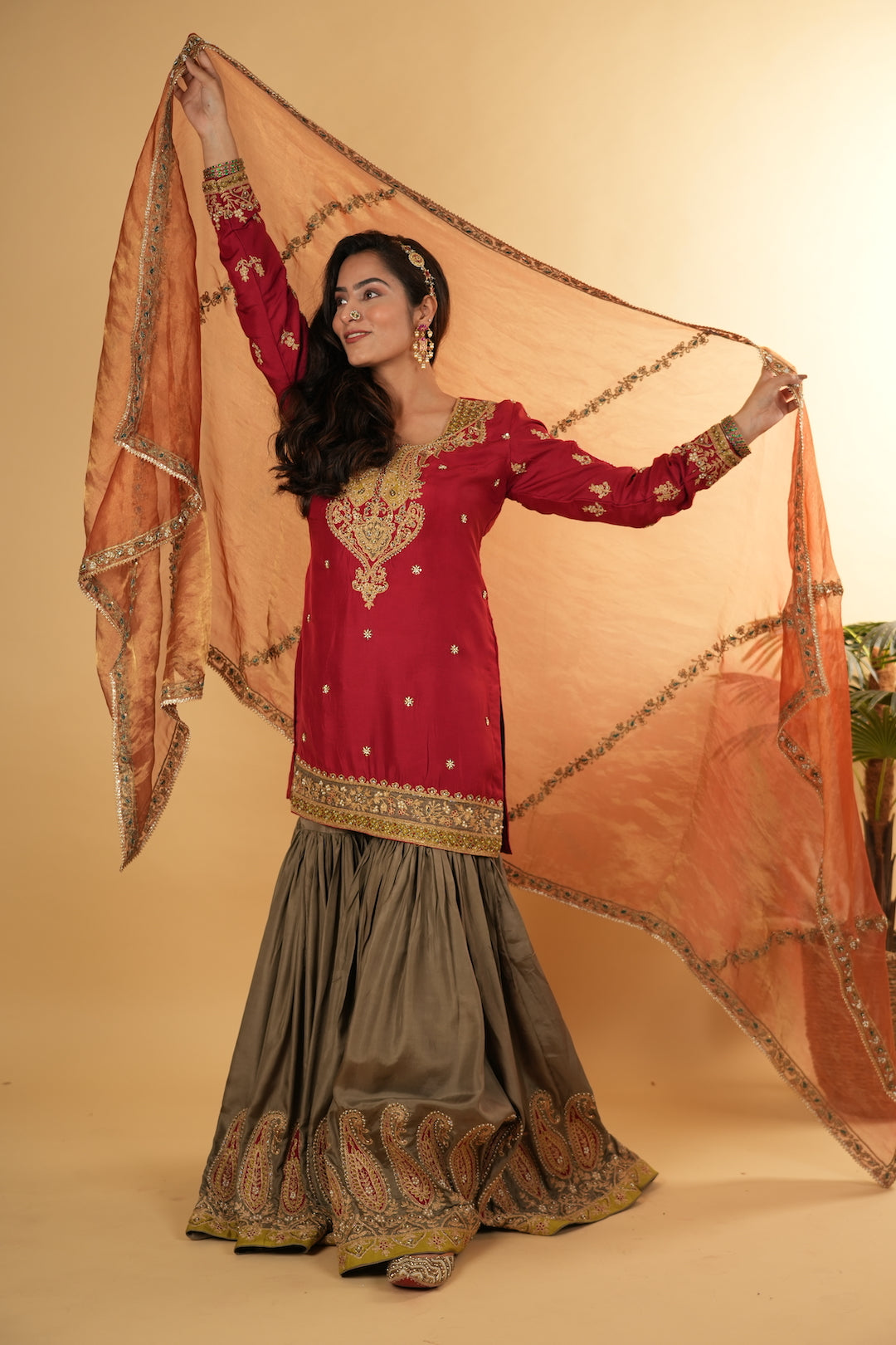 Haseena Gharara in Ruby - Nameh by Amreen