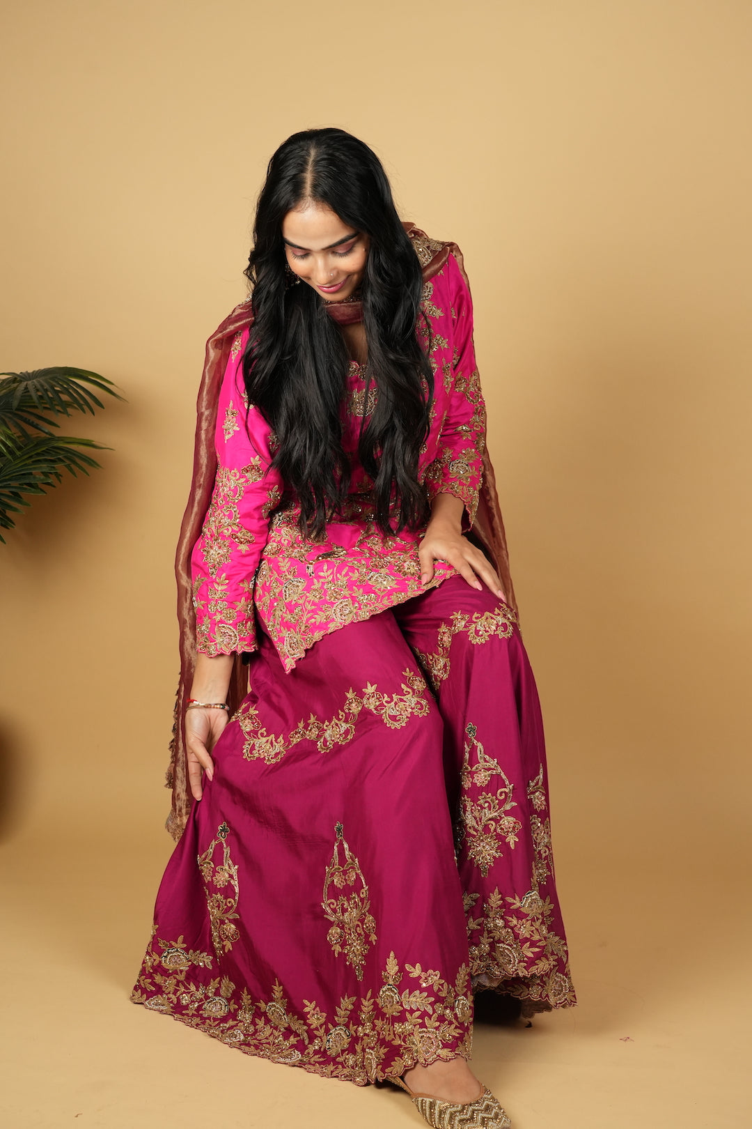 Haseena Gharara in Pink & Purple - Nameh by Amreen