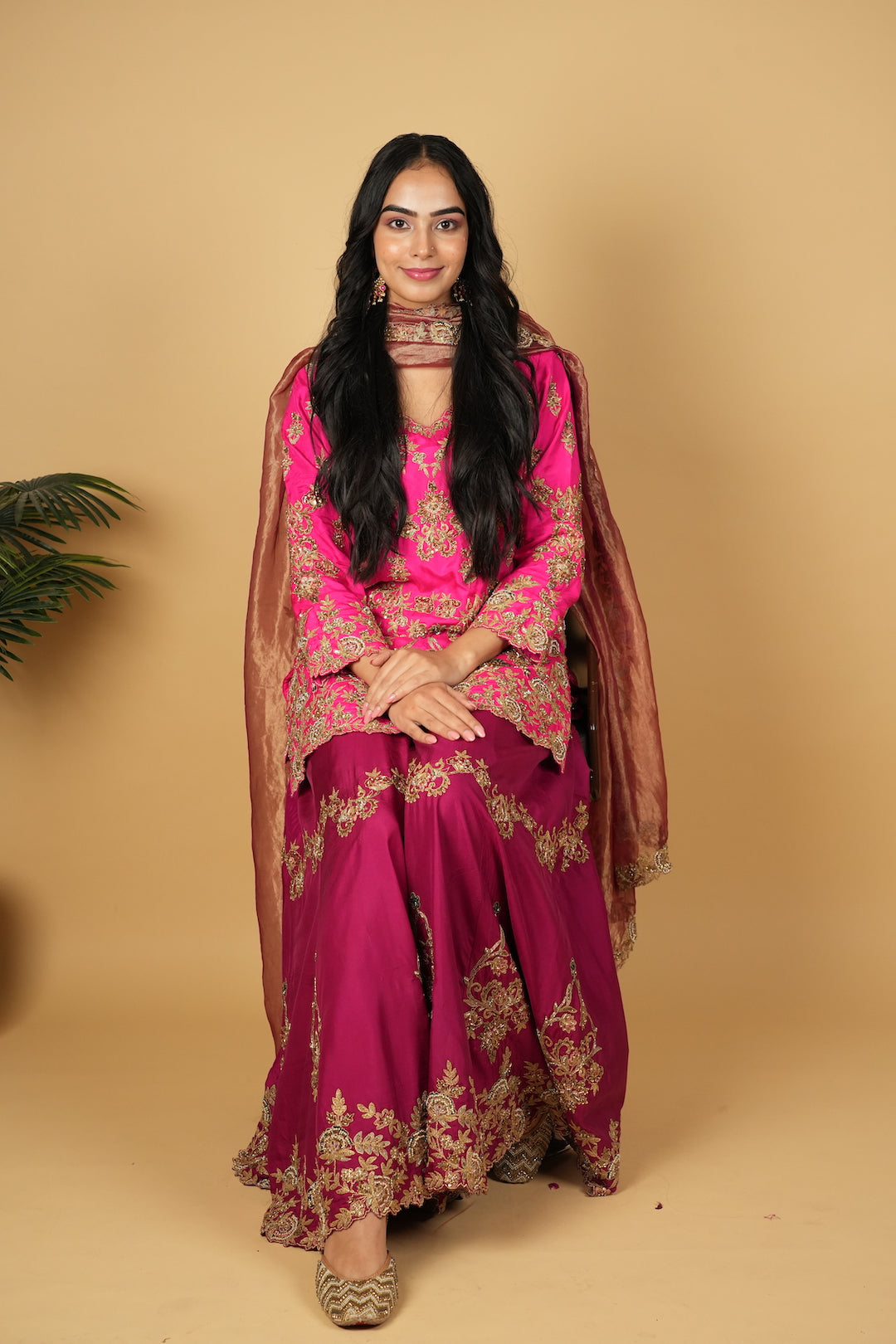 Haseena Gharara in Pink & Purple - Nameh by Amreen