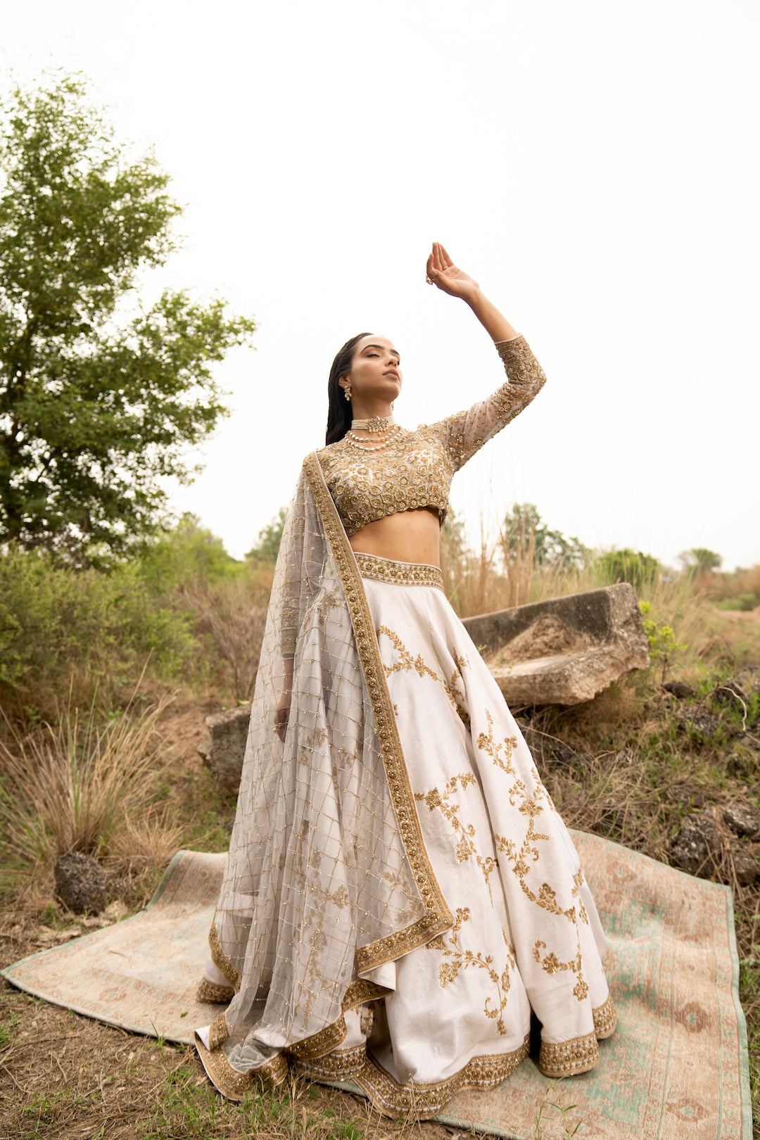 Apsara, Ivory Lehenga - Nameh by Amreen