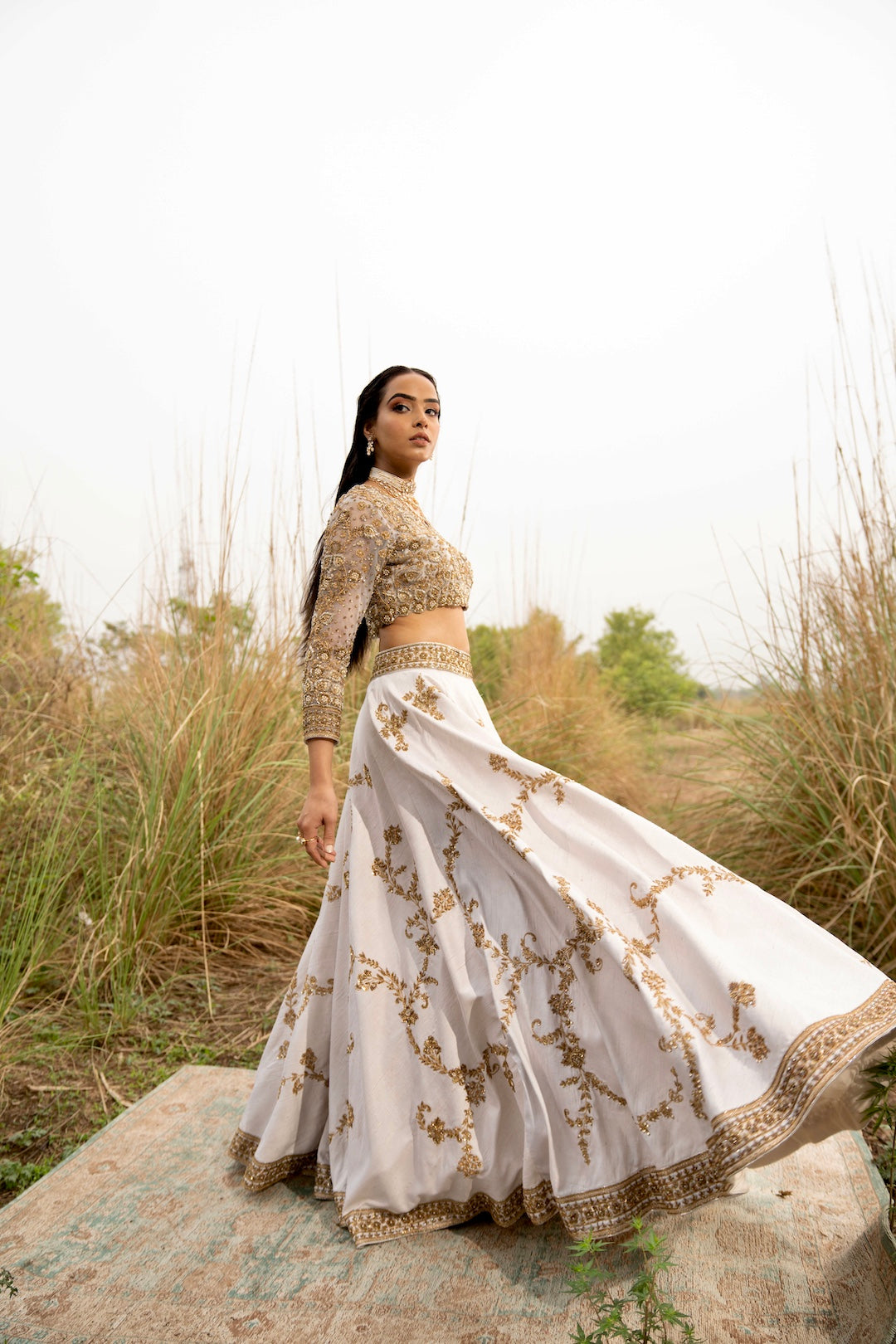 Apsara, Ivory Lehenga - Nameh by Amreen
