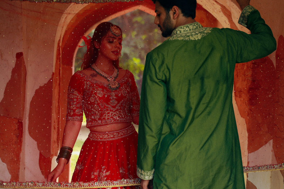 Noorah, Red Bridal Lehenga - Nameh by Amreen