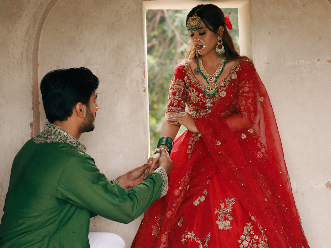 Noorah, Red Bridal Lehenga - Nameh by Amreen