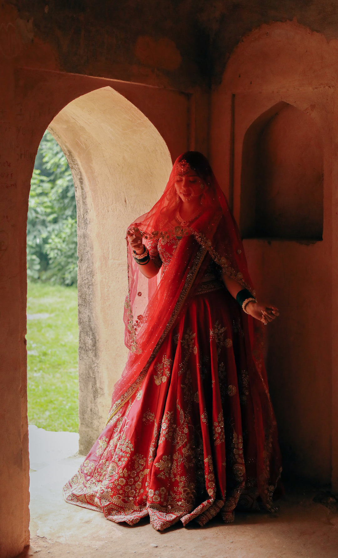 Noorah, Red Bridal Lehenga - Nameh by Amreen