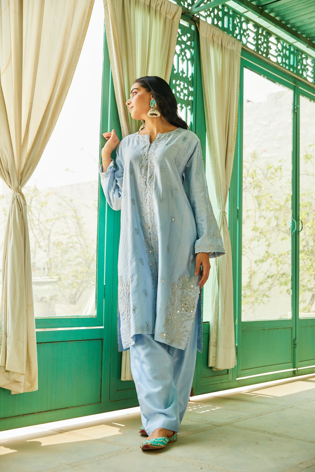 Ocean Blue Choga Set - Name by Amreen